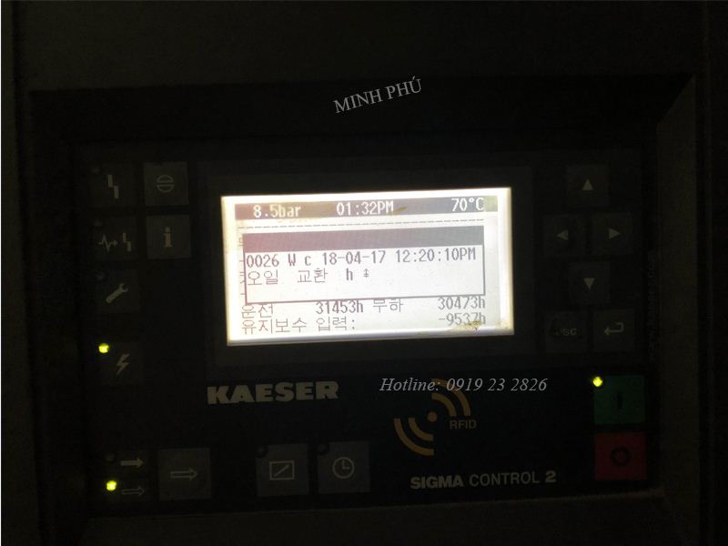 Thông báo trên màn hình Kaeser Sigma Control 2, Báo động máy nén khí Kaeser, Sửa chữa máy nén khí Kaeser, Bảo dưỡng máy nén khí Kaeser