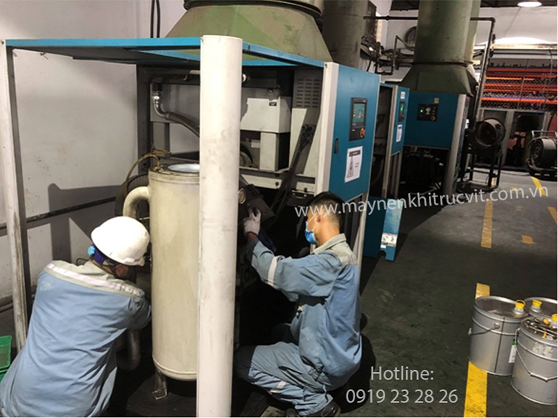 Dịch vụ bảo dưỡng, sửa chữa máy nén khí Hanshin tại Minh Phú, Service of Hanshin air compressor repair.