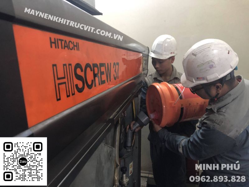 khắc phục rò rỉ dầu máy nén khí Hitachi, nguyên nhân rò rỉ dầu ở máy nén khí, bao duong may nen khi hitachi, Hitachi air compressor repair service, Hitachi,