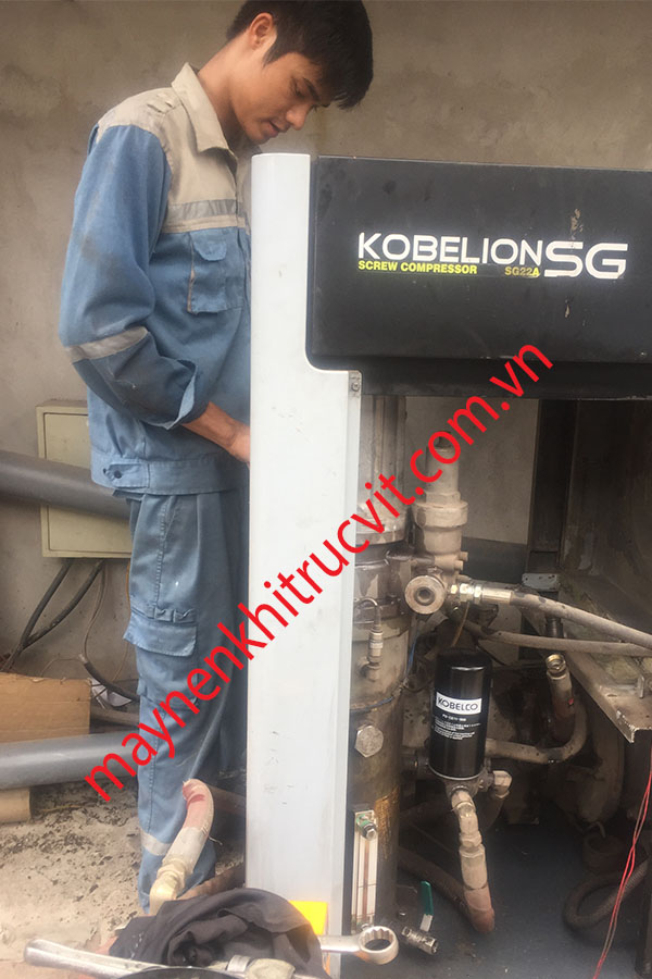 Sửa chữa lỗi nhiệt độ cao máy nén khí Kobelco 22Kw (SG 370A-5, AG 390, SG 390, VS 420,...)
