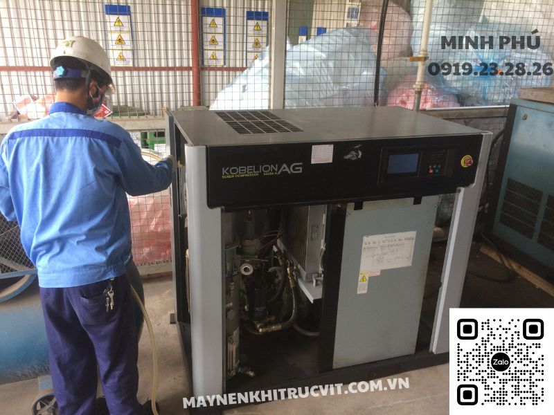 Bảo dưỡng máy nén khí Kobelco, Sửa chữa máy nén khí Kobelco, Kobelco air compressor maintanece service, bao duong may nen khi kobelco, sua chua may nen khi kobelco, rò rỉ dầu máy nén khí Kobelco, 